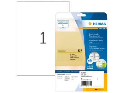 HERMA Labels transparent matt A4 210x297