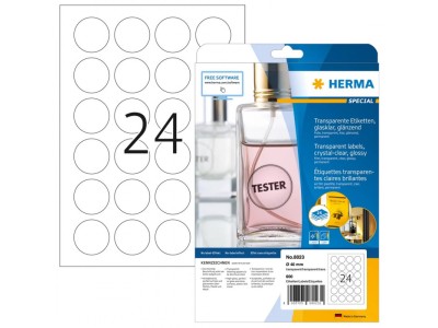 HERMA Labels transparent crystal-clear A4 Ø