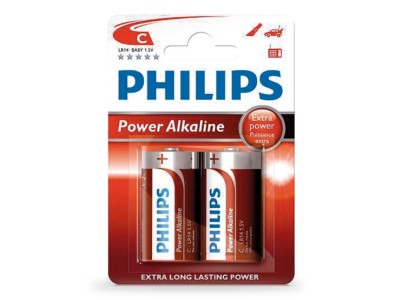 PHILIPS alkaline LR14 (C) sārma baterijas