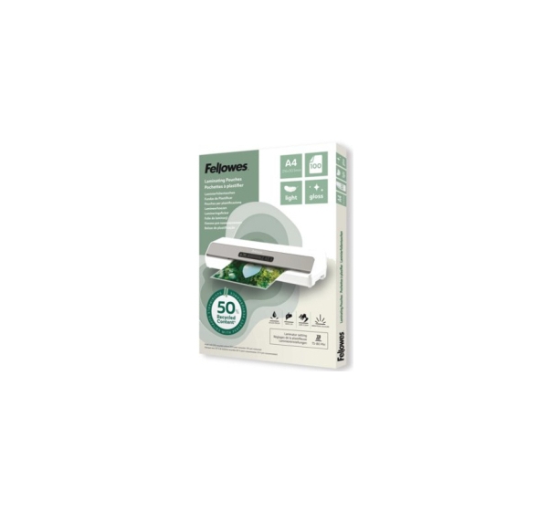 Laminēšanas plēves Fellowes Eco 100gab Gloss A4
