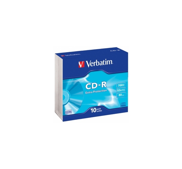 Matricas CD-R Verbatim 700MB 1x-52x Extra Protection Surface 10 Pack Slim