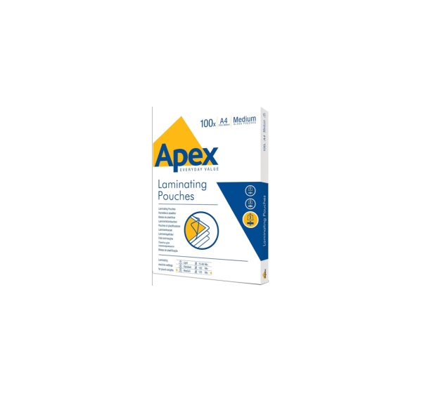 Laminēšanas plēve Fellowes APEX 100gab Glossy A4 Medium