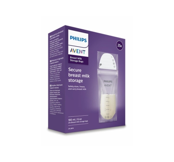 Philips Avent krūts piena uzglabāšanas maisiņi 180ml/25 gab.