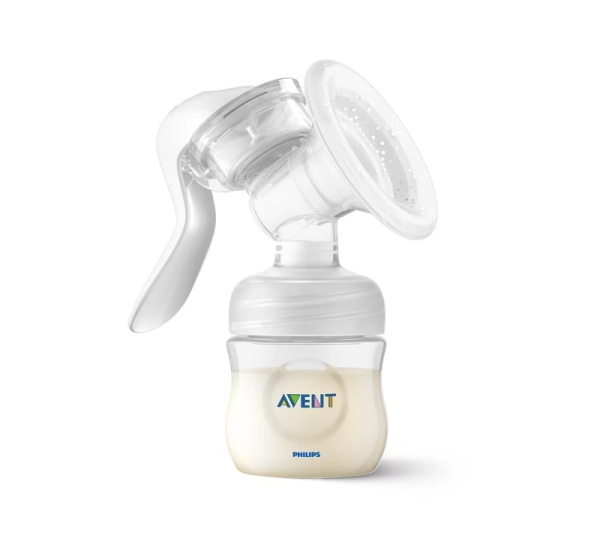 Philips Avent Lotus manuālais krūts piena sūknis ar trauciņiem piena/ēdiena uzglabāšanai (3 gab., + adapteris)