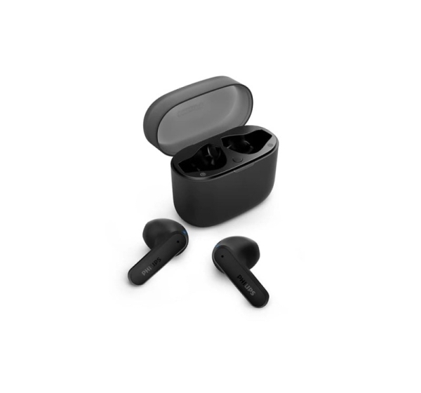 PHILIPS in-ear true bezvadu austiņas ar portatīvo uzlādes ietvaru, melnas