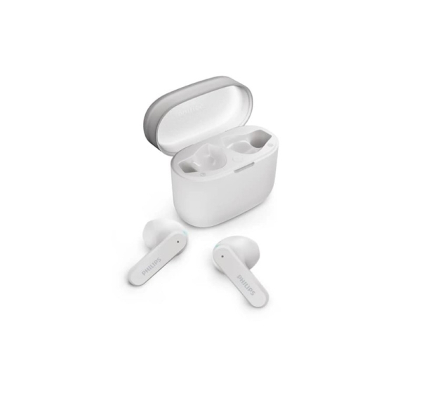 PHILIPS in-ear true bezvadu austiņas ar portatīvo uzlādes ietvaru, baltas