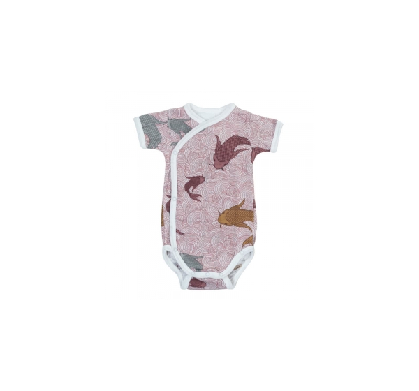 Lodger Romper Empire Fish kokvilnas bodijs ar īsām piedurknēm, Nocture, 68 cm