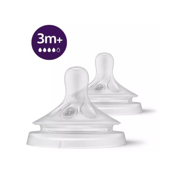 Philips Avent Natural Response pudeļu silikona knupīši, ātra plūsma, 3m+ (2 gab.)
