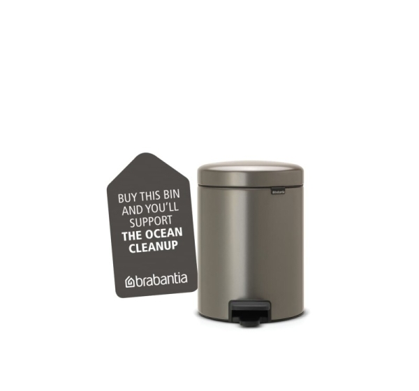 BRABANTIA atkritumu tvertne ar pedāli NewIcon, 5 l, Platinum