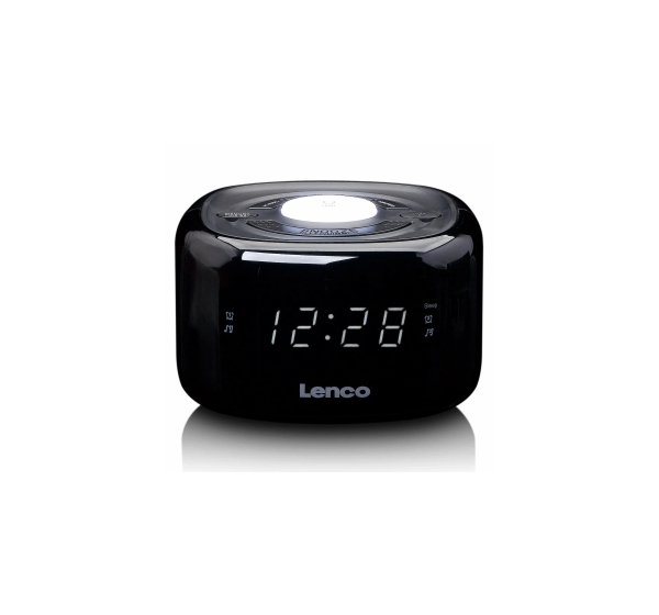 Lenco radio pulkstenis, ar nakts gaismu, balts