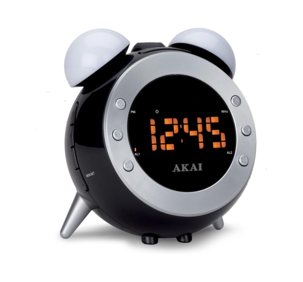 AKAI AR280P Pulkstenis ar FM radio un projektoru, melns