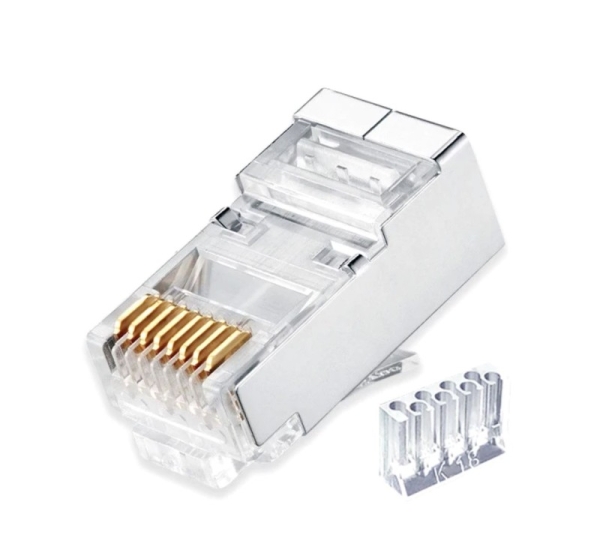 ElectroBase ® Konektors RJ45 ekranēts CAT6 STP FTP LAN kabelim, 2 daļas, PROFI