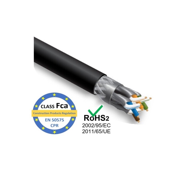 ElectroBase ® LAN Datortīklu kabelis, CAT7 S/FTP outdoor High speed cable/ 10Gbit/ PE jacket | black | 500m