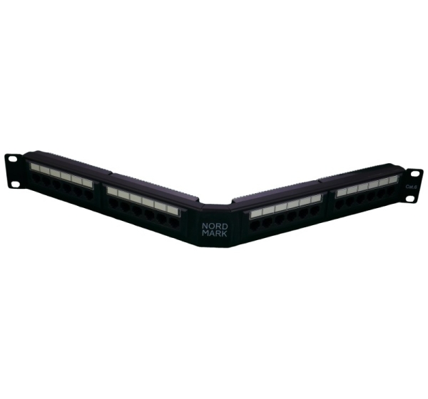 NORDMARK™ Leņķveida Komutācijas panelis CAT6 19'' 24 porti (Patch panel)