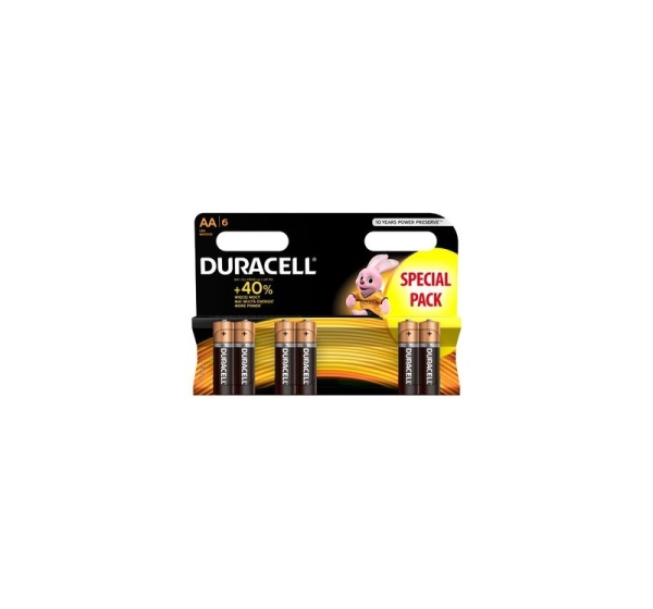 Duracell AA (LR6) baterijas 1.5V Duracell BASIC sērija Alkaline MN1500 iepakojumā 6 gb.