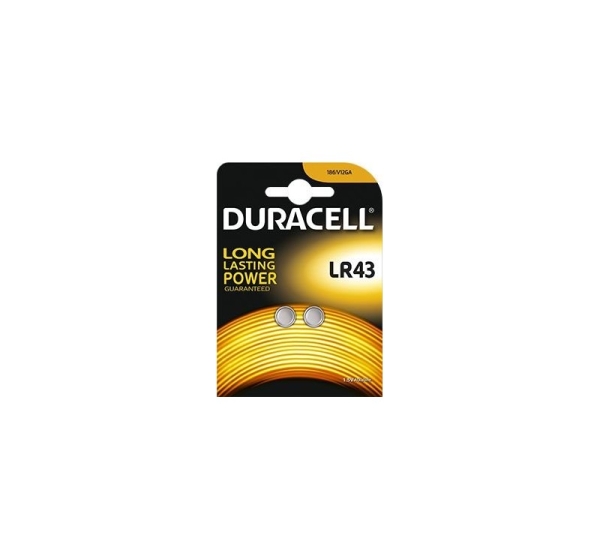Duracell Батарейки G12 1.5V Duracell Alkaline LR43/186 в упаковке 2 шт.