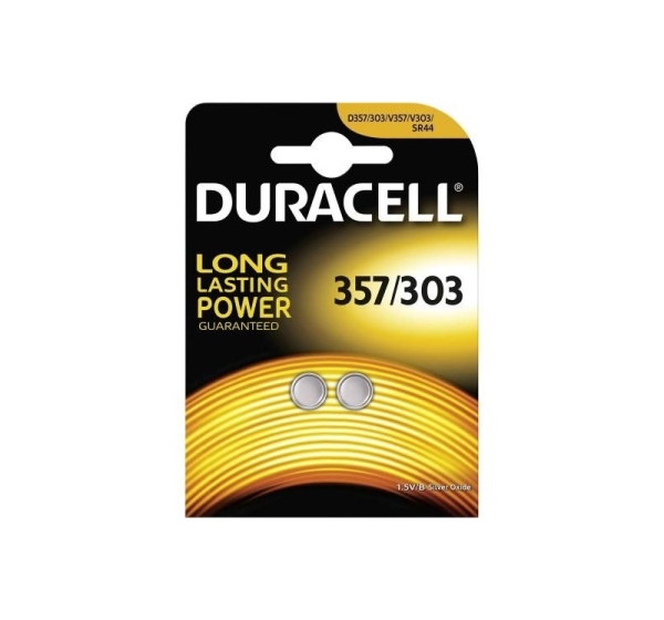 Duracell 357 baterijas 1.5V Duracell sudraba-oksīda SR44/AG13 iepakojumā 1 gb.