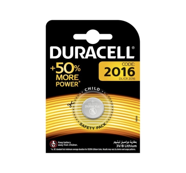Duracell Аккумуляторы CR2016 3V Duracell lithium DL2016 в упаковке 1 шт.