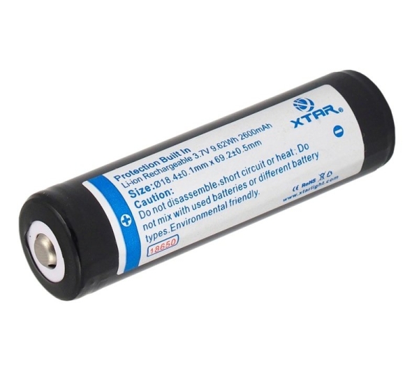 XTAR ® Akumulators 18650 3.7V XTAR litija 2600 mAh iepakojuma 1 gb.
