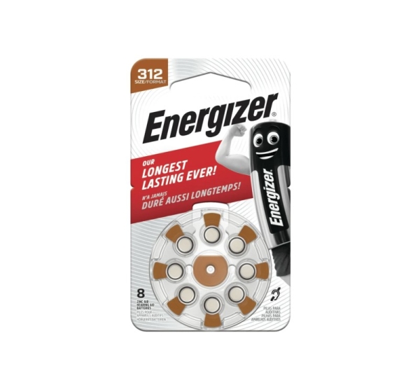 Energizer ® Izmērs 312 baterijas 1.45V Energizer Zn-Air PR41 iepakojumā 8 gb.