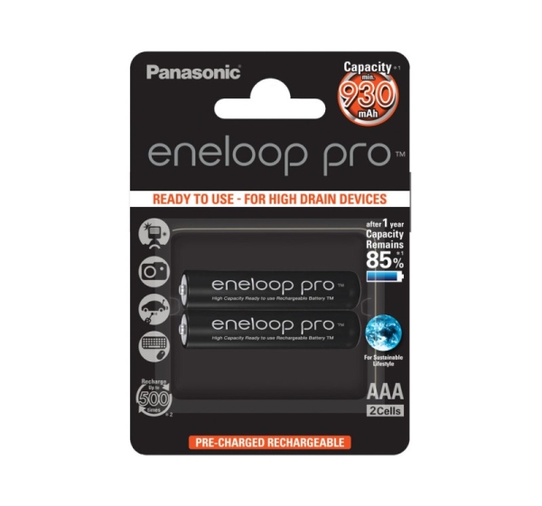 Eneloop Panasonic R03/AAA akumulatori 1.2V Eneloop Pro Ni-MH BK-4HCDE/2BE iepakojumā 2 gb.