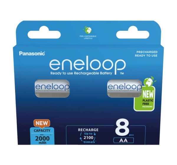 Eneloop Panasonic R6/AA akumulatori 1.2V Eneloop Ni-MH BK-3MCCE/8BE iepakojumā 8 gb.