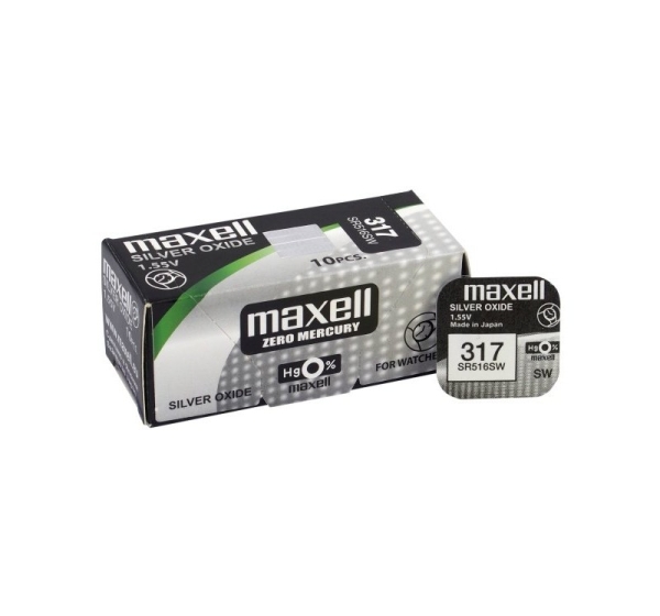Maxell 317 аккумуляторов 1,55В Maxell серебряно-оксидный SR516SW в упаковке по 1 шт.