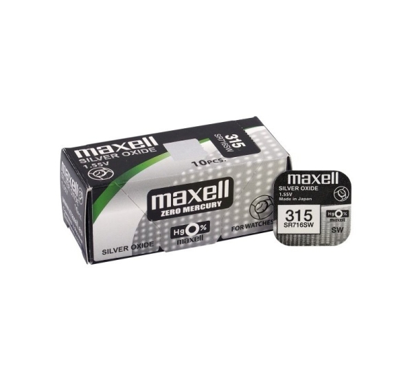 Maxell 315 аккумуляторов 1,55В Maxell серебряно-оксидный SR716SW, 314 в упаковке по 1 шт.