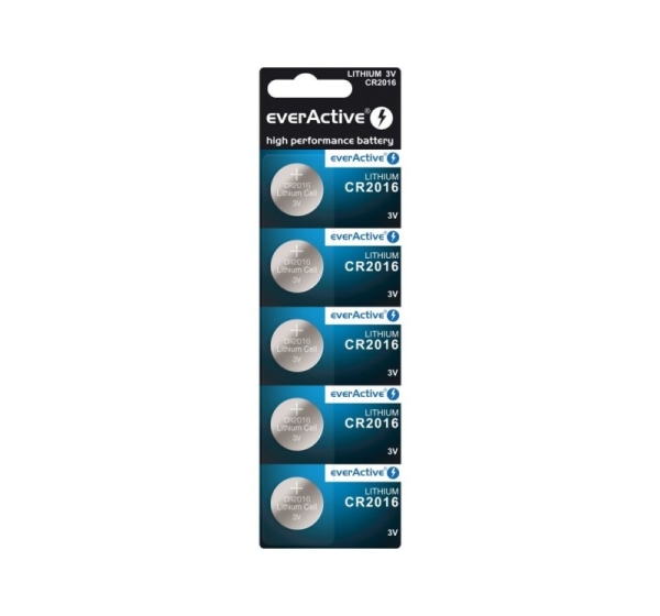 everActive™ CR2016 baterijas 3V everActive litija - iepakojumā 5 gb.