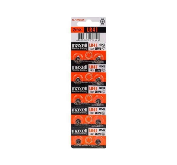 Maxell G3 baterijas 1.5V Maxell Alkaline LR41/192 iepakojumā 10 gb.