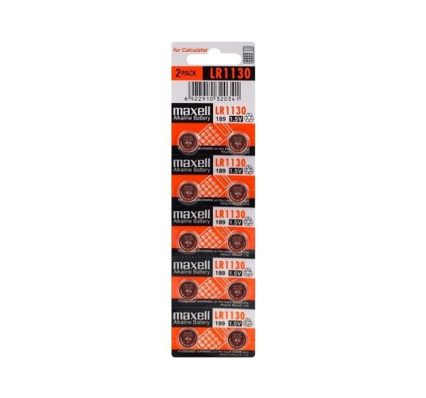 Maxell G10 baterijas 1.5V Maxell Alkaline LR1130/LR54 iepakojuma 10 gb.