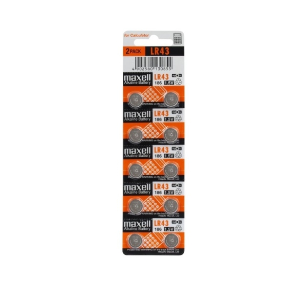 Maxell G12 baterijas 1.5V Maxell Alkaline LR43/186 iepakojumā 10 gb.