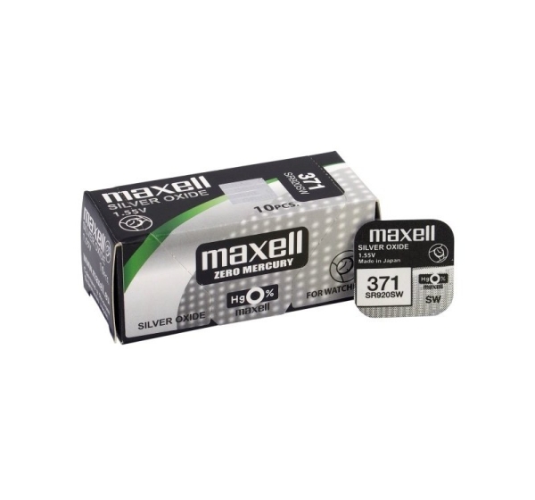 Maxell 371 аккумулятор 1,55В Maxell серебряно-оксидный SR920SW, 370 в упаковке по 1 шт.