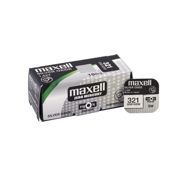 Maxell 321 baterijas 1.55V Maxell sudraba-oksida SR616SW iepakojuma 1 gb.
