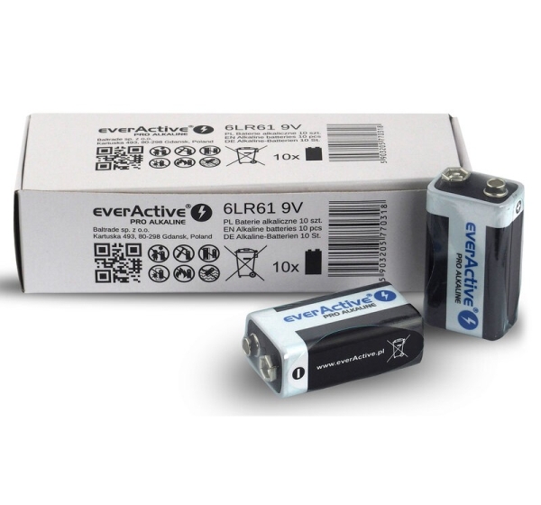 everActive™ 6LR61/9V baterijas 9V everActive Pro Alkaline MN1604/522 iepakojumā 10 gb.