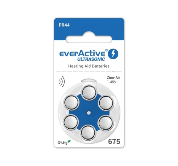 everActive™ Izmērs 675 |  baterijas 1.45V everActive Zn-Air PR44 iepakojuma 6 gb.