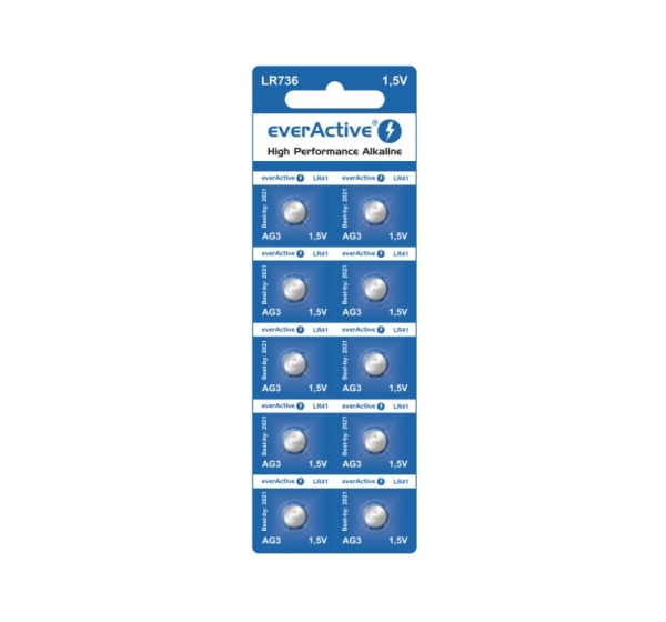 everActive™ G3 baterijas 1.5V everActive Alkaline LR41/192 iepakojumā 10 gb.
