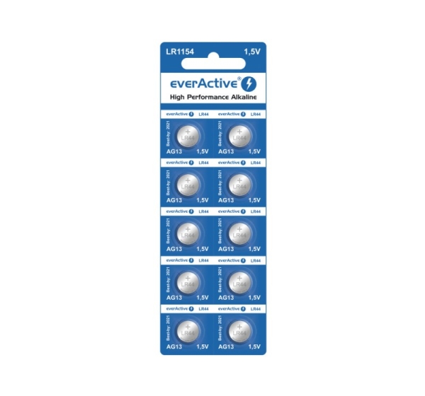 everActive™ G13 baterijas 1.5V everActive Alkaline LR1154/LR44 iepakojumā 10 gb.