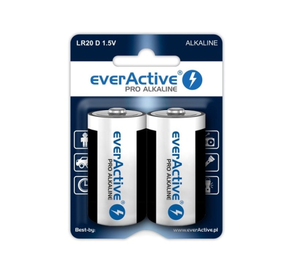 everActive™ LR20/D baterijas 1.5V everActive Pro Alkaline MN1300/E95 iepakojumā 2 gb.