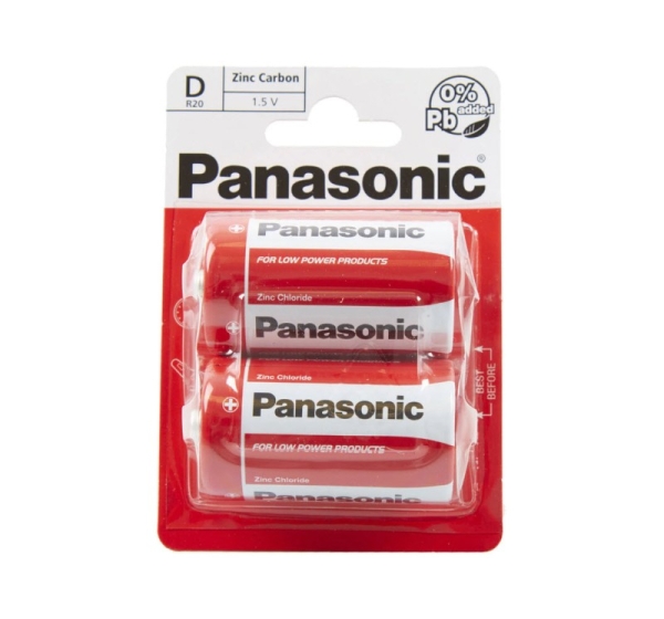 Panasonic LR20/D baterijas Panasonic Zinc-carbon MN1300/E95 iepakojumā 2 gb.