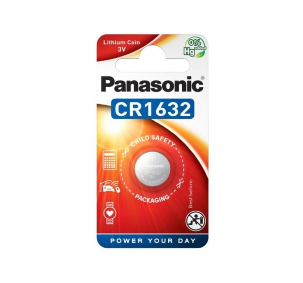 Panasonic CR1632 baterijas Panasonic litija iepakojumā 1 gb.