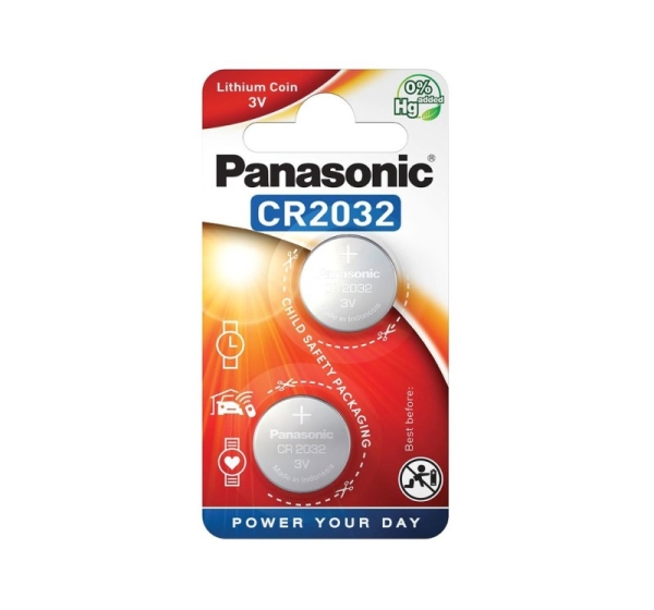 Panasonic CR2032 baterijas Panasonic litija iepakojumā 2 gb.