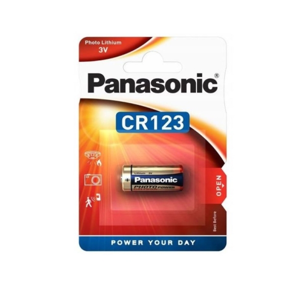 Panasonic CR123 baterijas Panasonic 1400mAh litija iepakojumā 1 gb.