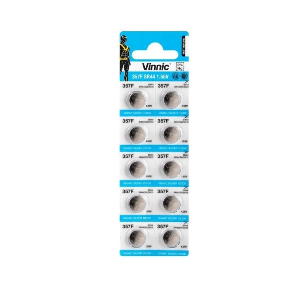 Vinnic 357 baterijas Vinnic sudraba-oksīda SR44 iepakojumā 10 gb.