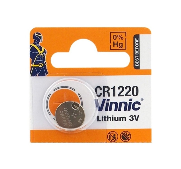 Vinnic CR1220 baterijas Vinnic litija - iepakojumā 1 gb.