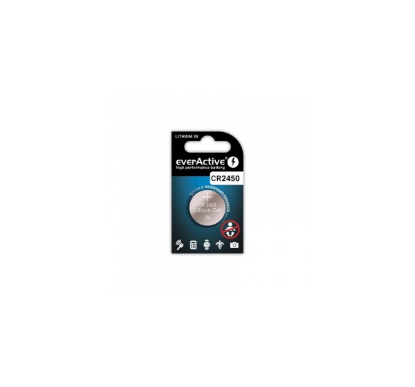 everActive™ CR2450 baterijas 3V evarActive litija CR2450 iepakojumā 1 gb.