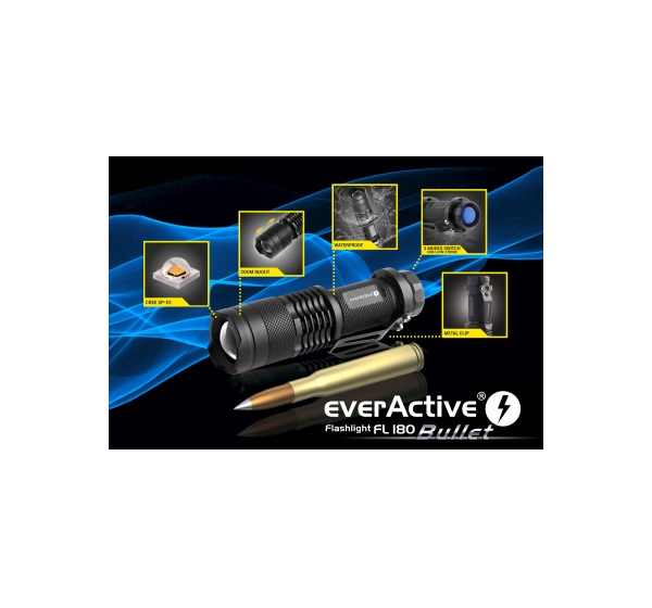 everActive™ Lukturis everActive FL-180 1xAA baterija vai 1x14500 Li-ion CREE XP-E2 100-200lum