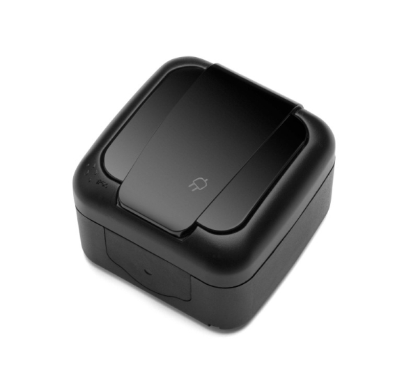 VIKO by Panasonic Mitrumdrošs IP54 elektrības Kontaktligzda [rozete] ar zemējumu melna
