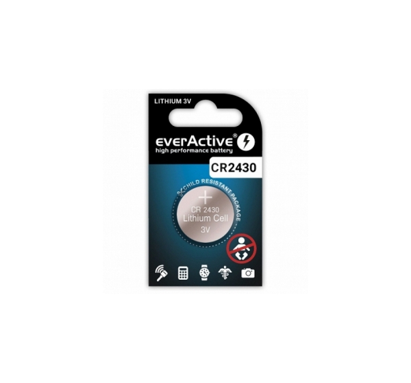 everActive™ CR2430 baterijas 3V everActive litija DL2430 iepakojumā 1 gb.