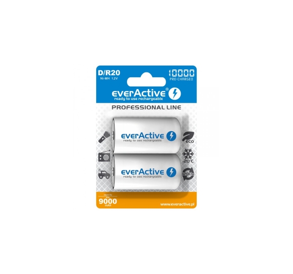 everActive™ R20/D akumulatori 1.2V everActive Professional line Ni-MH 10000 mAh bez iep. 1gb.